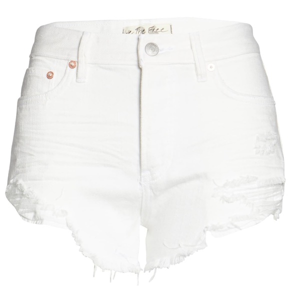 Free people white raw edge shorts - Picture 5 of 7